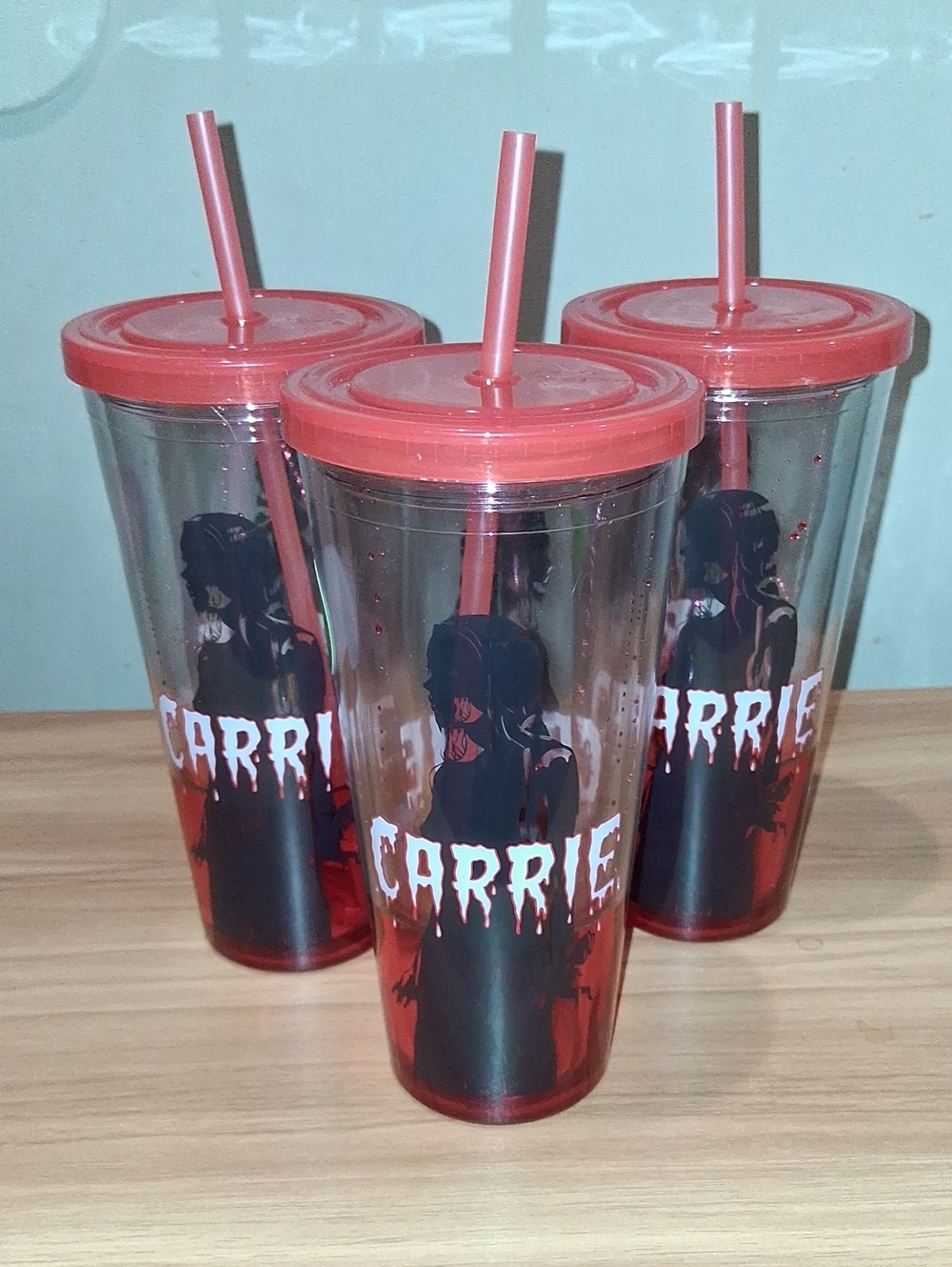 Carrie Red Acrylic Tumbler with Straw - Horror Graphic